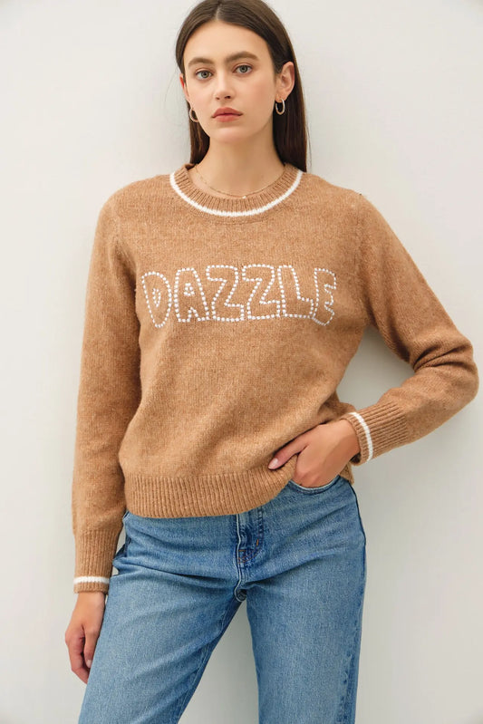 Dazzle Wool Blend Sweater with Accent Color