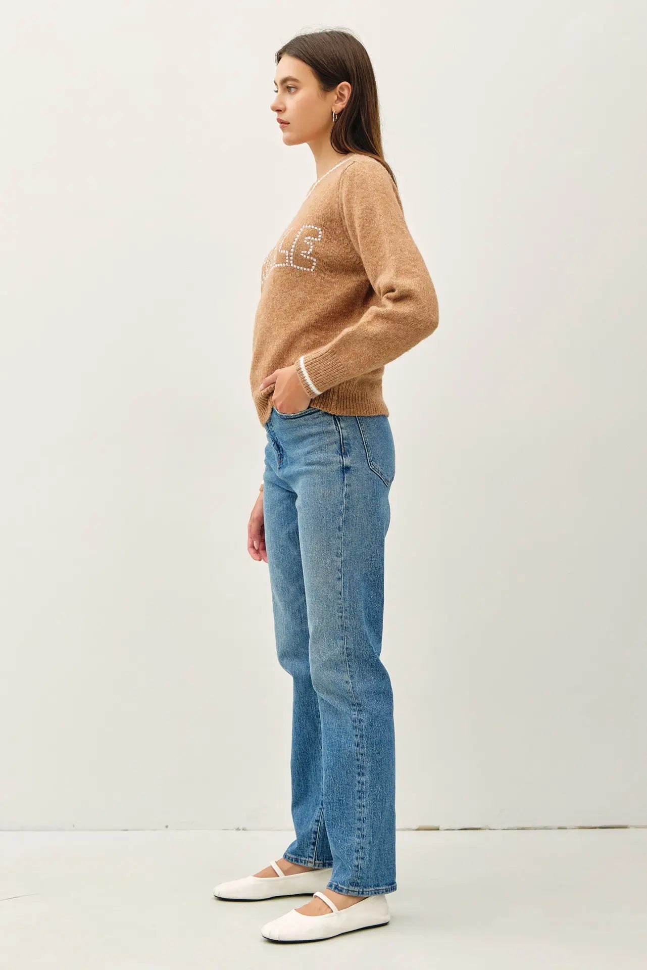 Dazzle Wool Blend Sweater with Accent Color