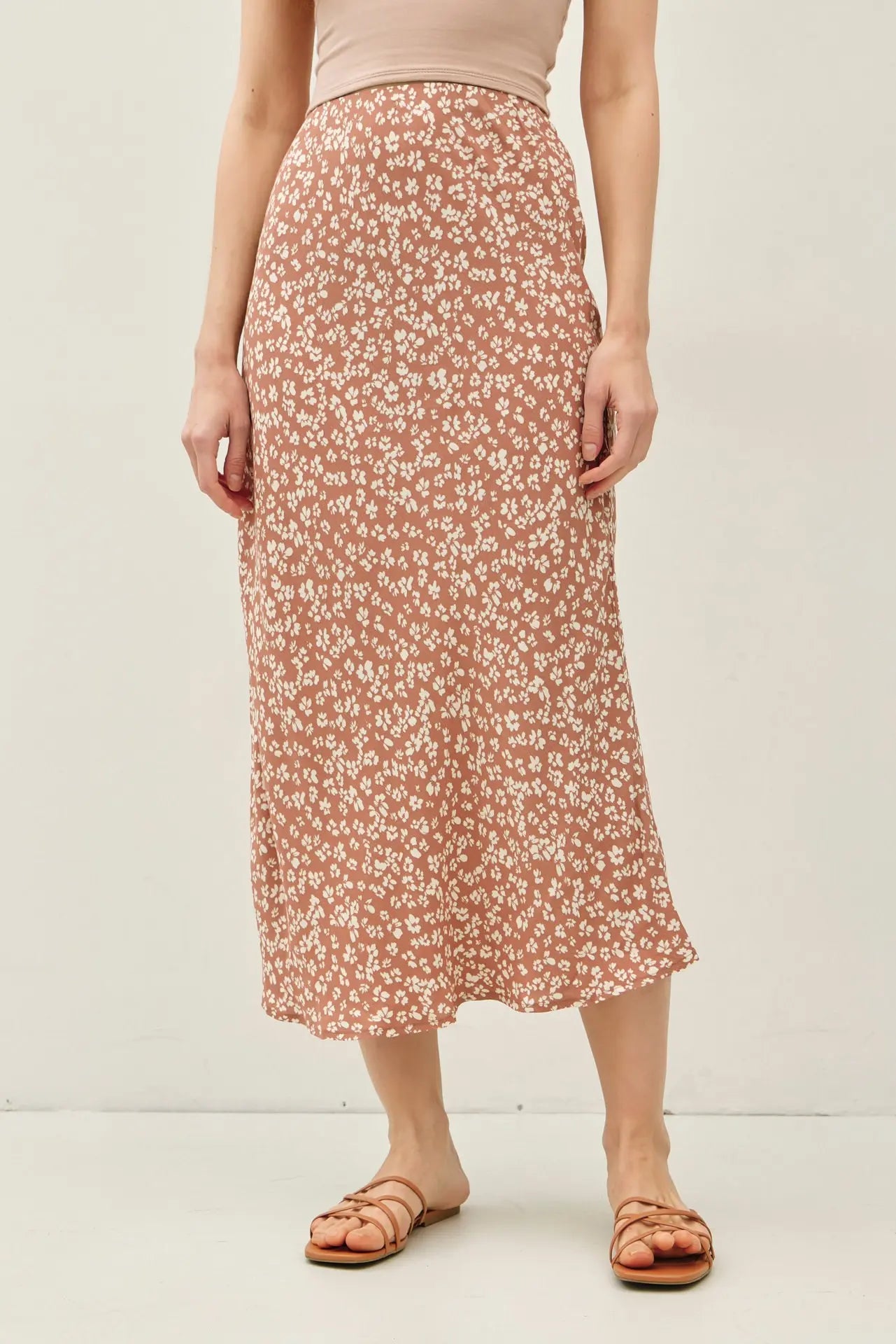FLORAL PRINTED MIDI SKIRT