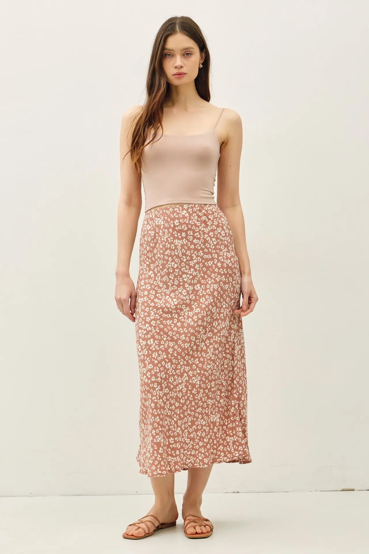 FLORAL PRINTED MIDI SKIRT