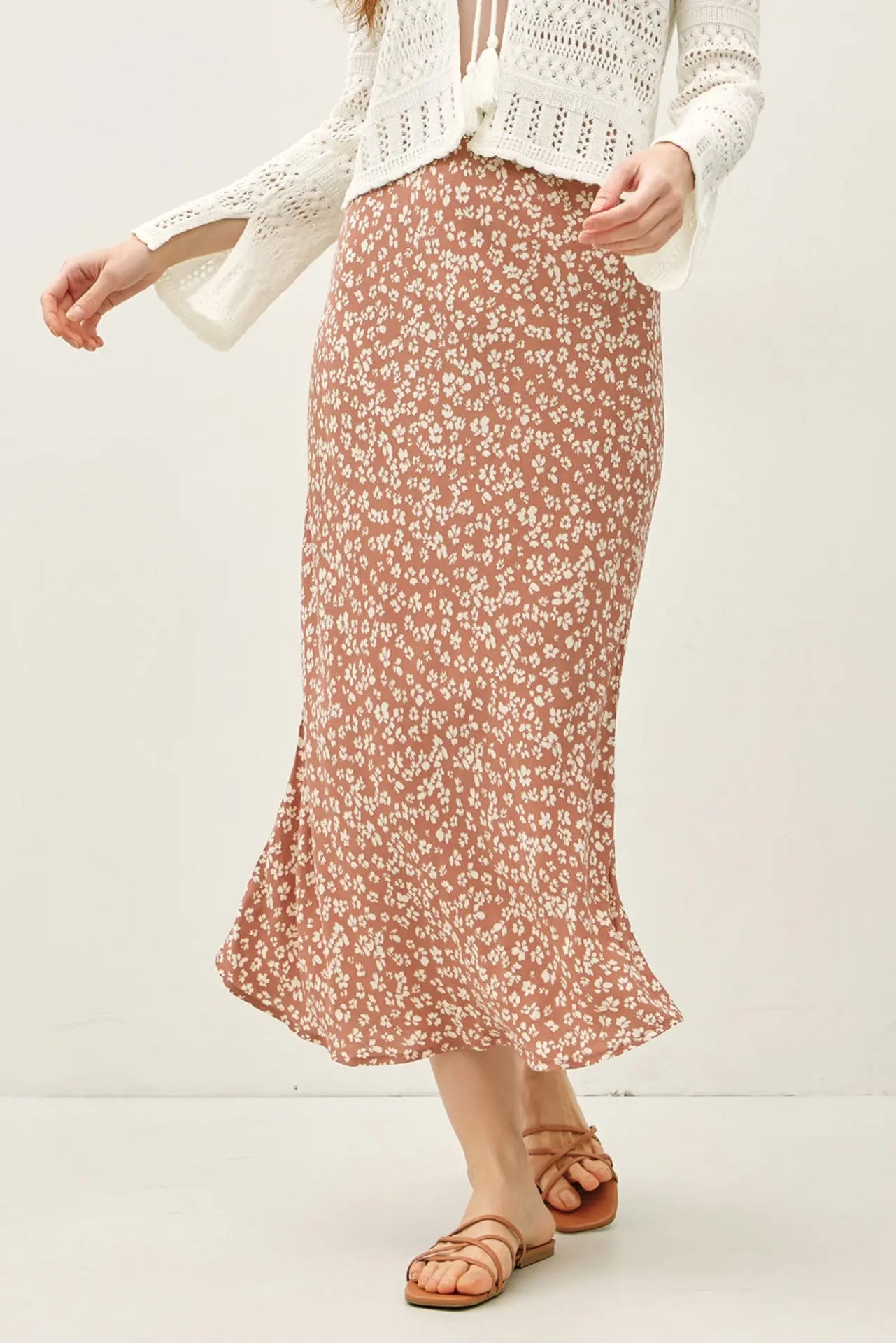 FLORAL PRINTED MIDI SKIRT
