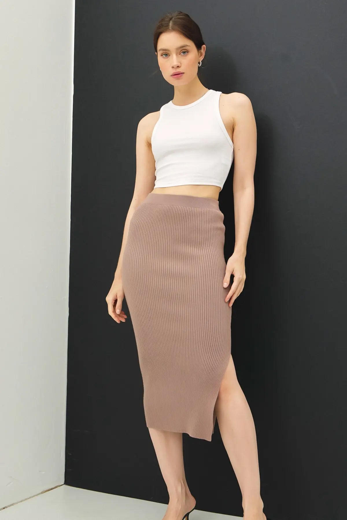 JERSEY KNIT MAXI LONG  SKIRT